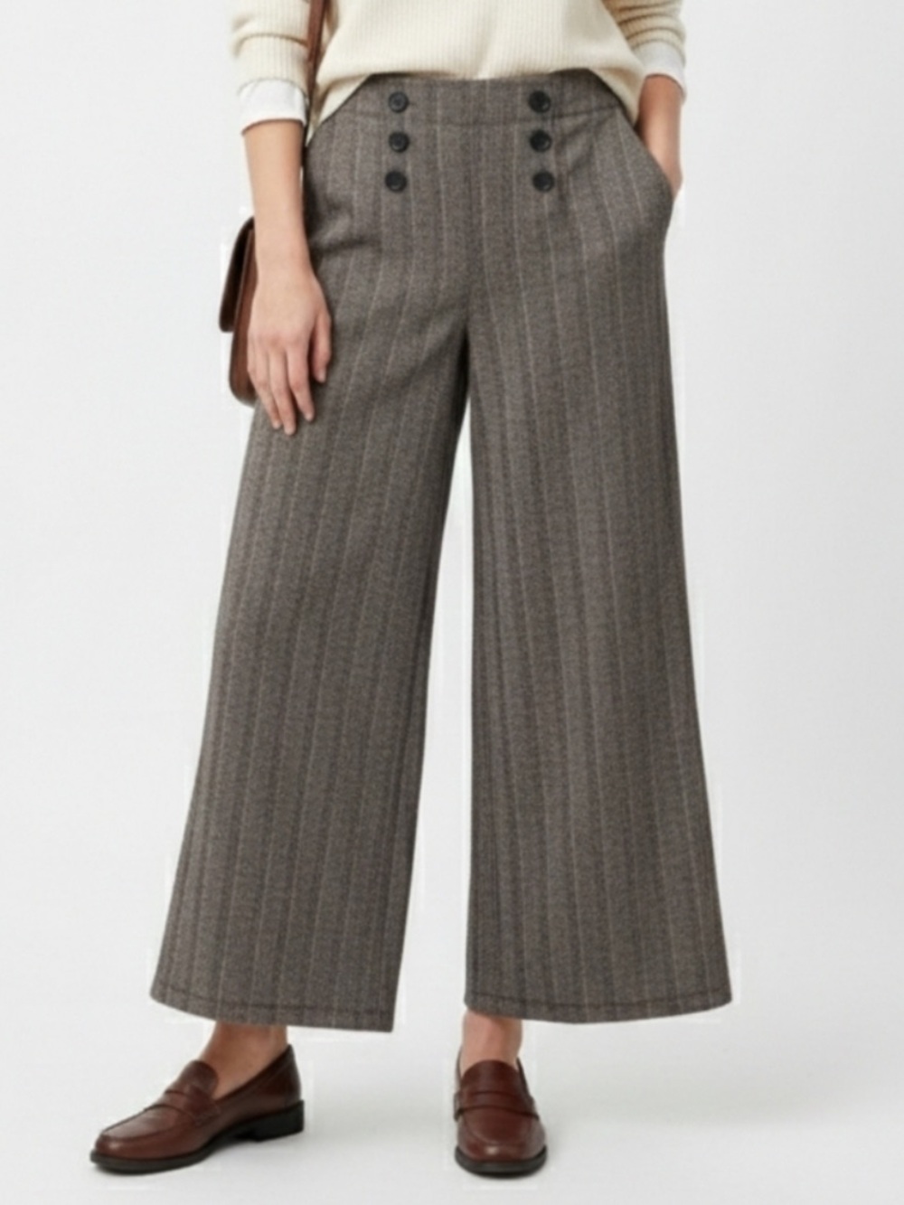 Max Studio High-Rise Brown Pinstripe Pants
